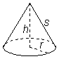 right circular cone with radius r, height h and side s