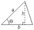 triangle with side a, base b, included angle theta, and height h